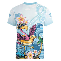 Hawaii Flamingo Women V-Neck T-Shirt Plumeria Tropical Beach LT01 - Polynesian Pride
