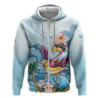 Hawaii Flamingo Zip Hoodie Plumeria Tropical Beach