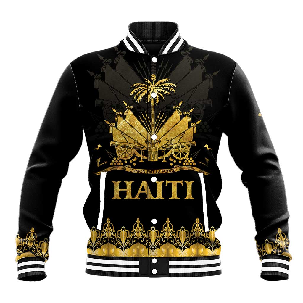 Haiti Neg Marron Gold Baseball Jacket Lespwa pa anyen san aksyon LT01 Unisex Gold - Polynesian Pride