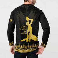 Haiti Neg Marron Gold Button Sweatshirt Lespwa pa anyen san aksyon