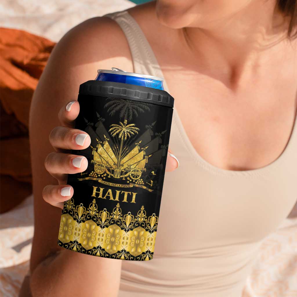 Haiti Neg Marron Gold 4 in 1 Can Cooler Tumbler Lespwa pa anyen san aksyon
