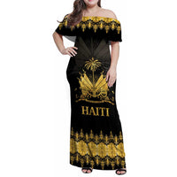 Haiti Neg Marron Gold Family Matching Off Shoulder Maxi Dress and Hawaiian Shirt Lespwa pa anyen san aksyon