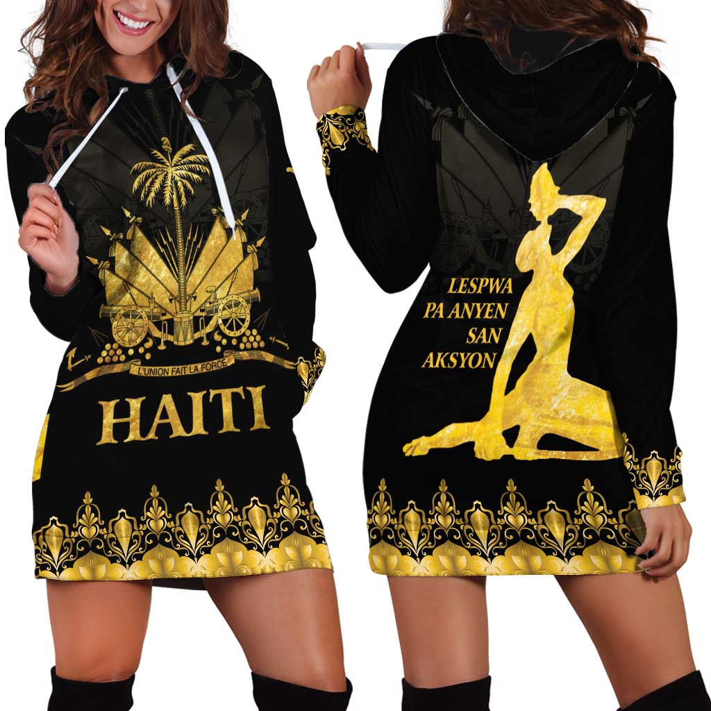 Haiti Neg Marron Gold Hoodie Dress Lespwa pa anyen san aksyon