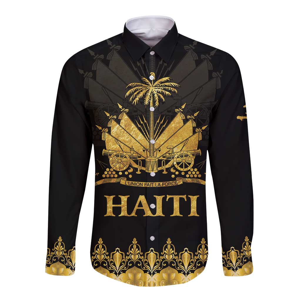 Haiti Neg Marron Gold Long Sleeve Button Shirt Lespwa pa anyen san aksyon LT01 Unisex Gold - Polynesian Pride