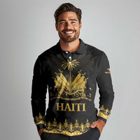Haiti Neg Marron Gold Long Sleeve Polo Shirt Lespwa pa anyen san aksyon