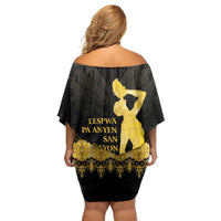 Haiti Neg Marron Gold Off Shoulder Short Dress Lespwa pa anyen san aksyon
