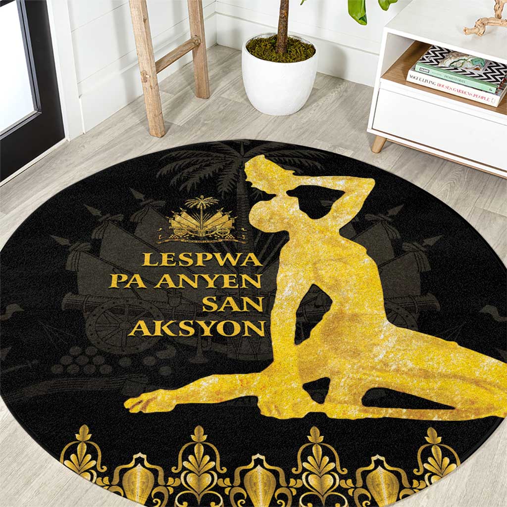 Haiti Neg Marron Gold Round Carpet Lespwa pa anyen san aksyon LT01 Gold - Polynesian Pride