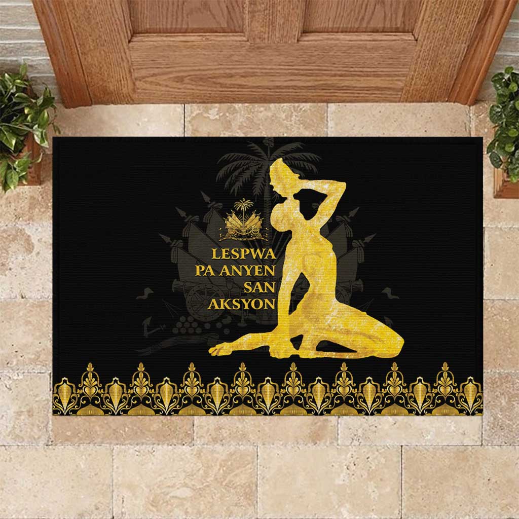 Haiti Neg Marron Gold Rubber Doormat Lespwa pa anyen san aksyon LT01 Gold - Polynesian Pride