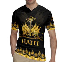 Haiti Neg Marron Gold Rugby Jersey Lespwa pa anyen san aksyon
