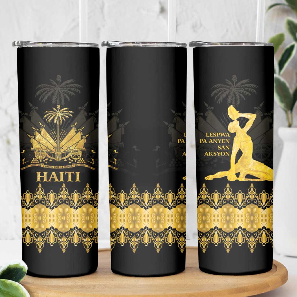 Haiti Neg Marron Gold Skinny Tumbler Lespwa pa anyen san aksyon