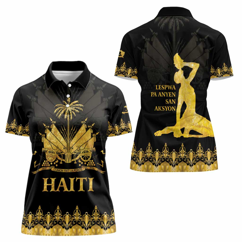 Haiti Neg Marron Gold Women Polo Shirt Lespwa pa anyen san aksyon