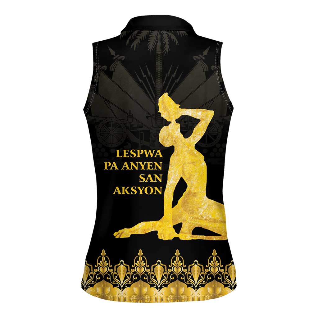 Haiti Neg Marron Gold Women Sleeveless Polo Shirt Lespwa pa anyen san aksyon