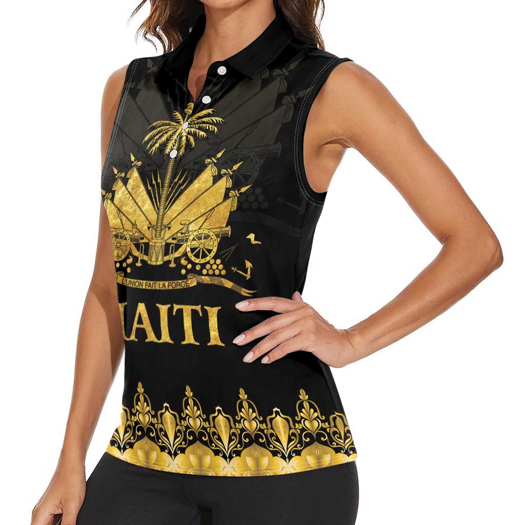 Haiti Neg Marron Gold Women Sleeveless Polo Shirt Lespwa pa anyen san aksyon