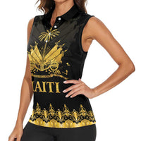 Haiti Neg Marron Gold Women Sleeveless Polo Shirt Lespwa pa anyen san aksyon