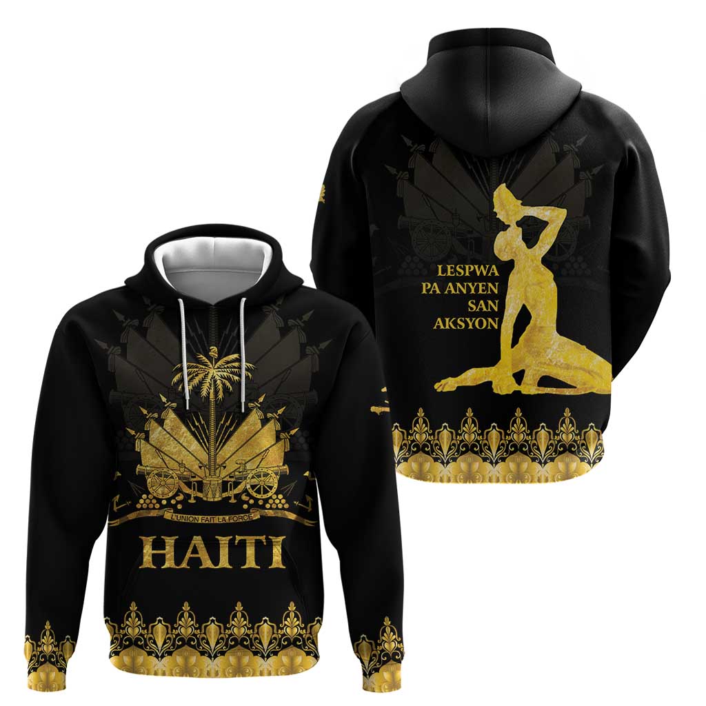 Haiti Neg Marron Gold Zip Hoodie Lespwa pa anyen san aksyon