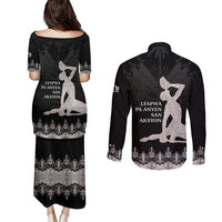 Haiti Neg Marron Silver Couples Matching Puletasi and Long Sleeve Button Shirt Hope is Nothing Without Action