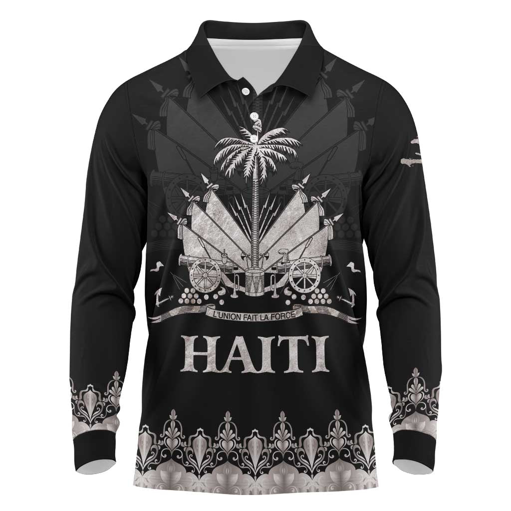 Haiti Neg Marron Silver Long Sleeve Polo Shirt Hope is Nothing Without Action
