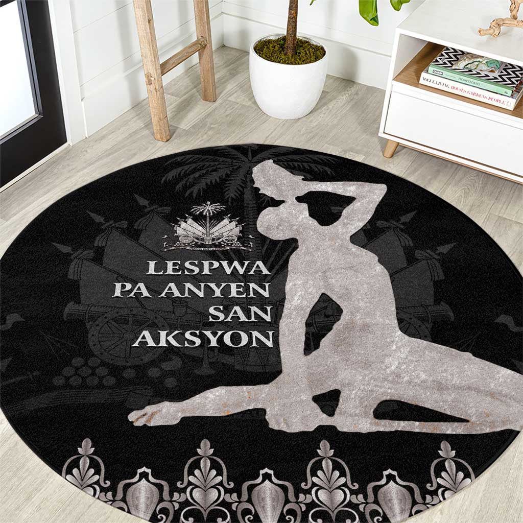 Haiti Neg Marron Silver Round Carpet Hope is Nothing Without Action LT01 Silver - Polynesian Pride