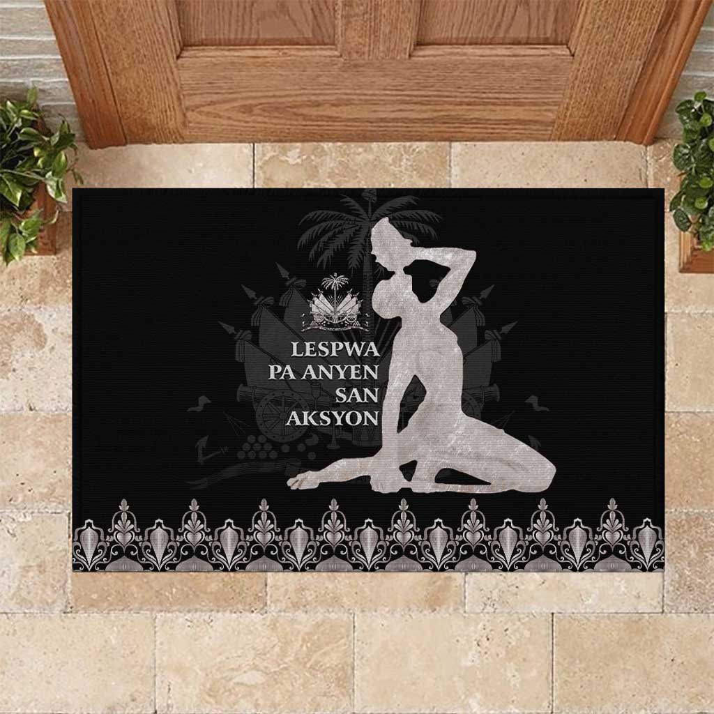 Haiti Neg Marron Silver Rubber Doormat Hope is Nothing Without Action LT01 Silver - Polynesian Pride