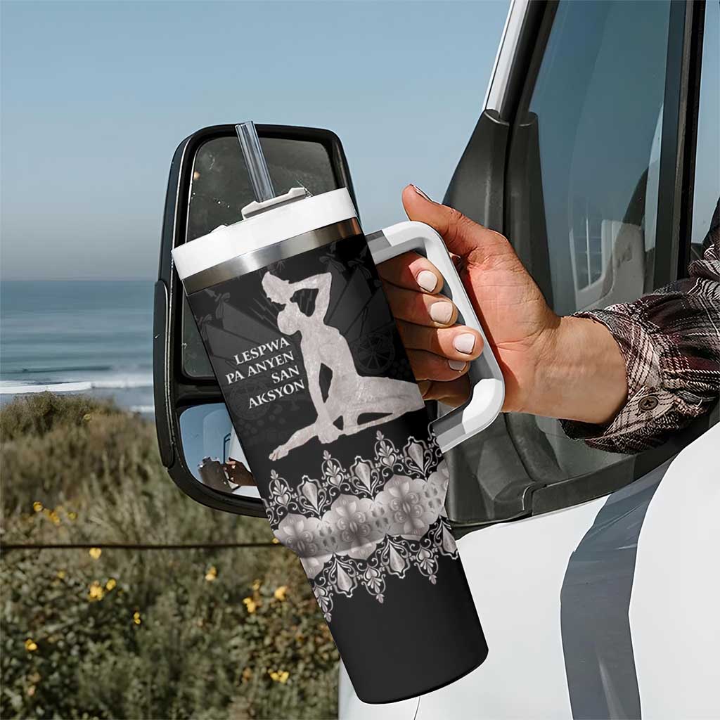 Haiti Neg Marron Silver Tumbler With Handle Hope is Nothing Without Action