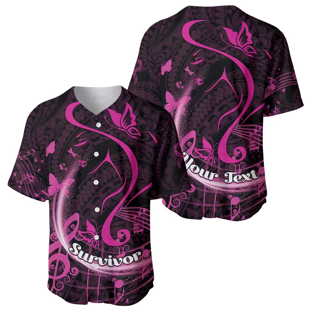 Personalised Survivor Melody Pink Baseball Jersey Breast Cancer Polynesian Pattern LT01 - Polynesian Pride
