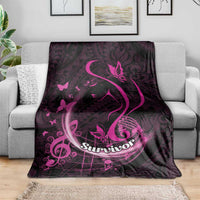 Survivor Melody Pink Blanket Breast Cancer Polynesian Pattern