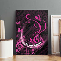 Survivor Melody Pink Canvas Wall Art Breast Cancer Polynesian Pattern