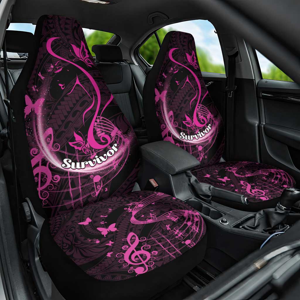 Survivor Melody Pink Car Seat Cover Breast Cancer Polynesian Pattern LT01 One Size Pink - Polynesian Pride