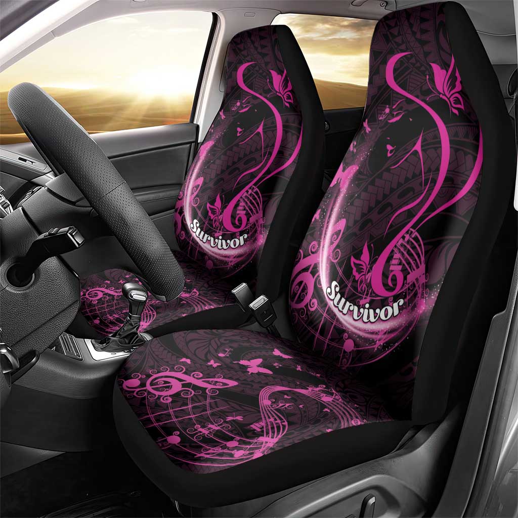 Survivor Melody Pink Car Seat Cover Breast Cancer Polynesian Pattern LT01 - Polynesian Pride