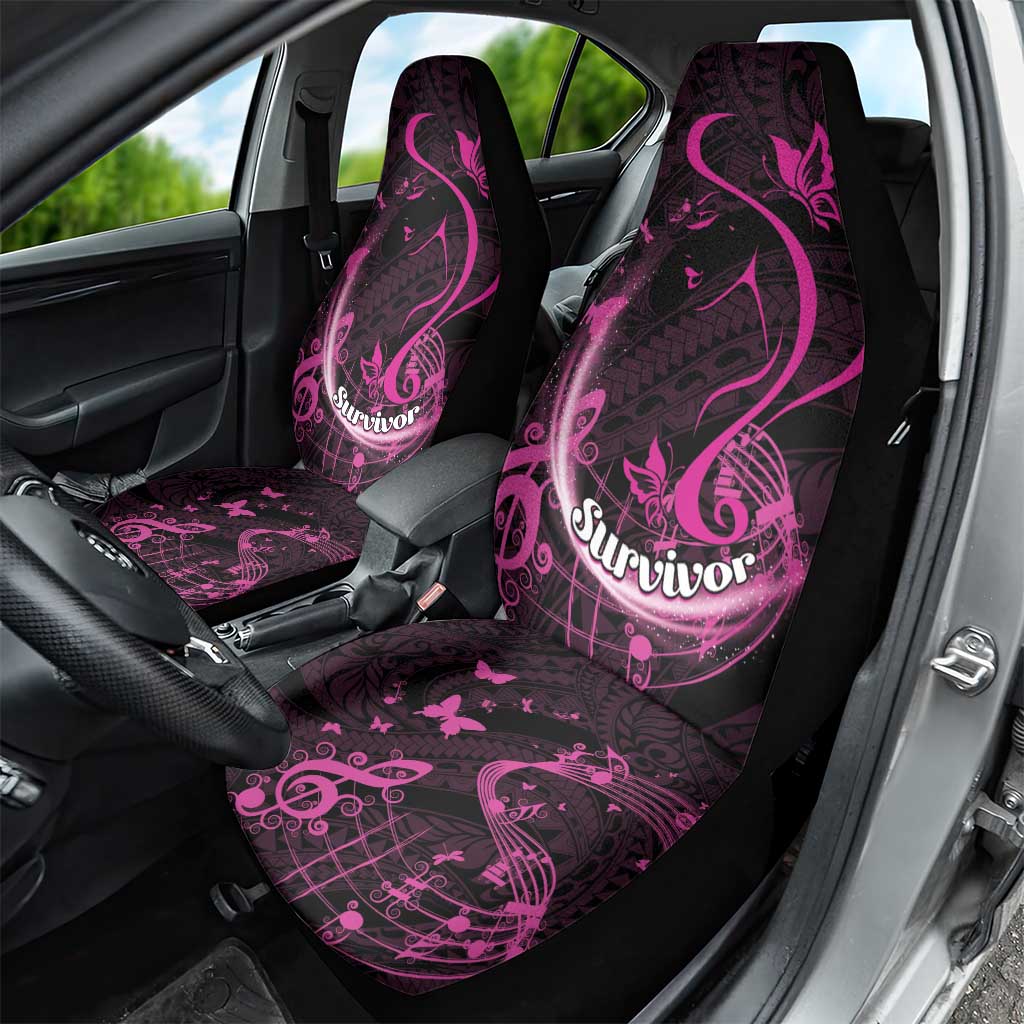 Survivor Melody Pink Car Seat Cover Breast Cancer Polynesian Pattern LT01 - Polynesian Pride