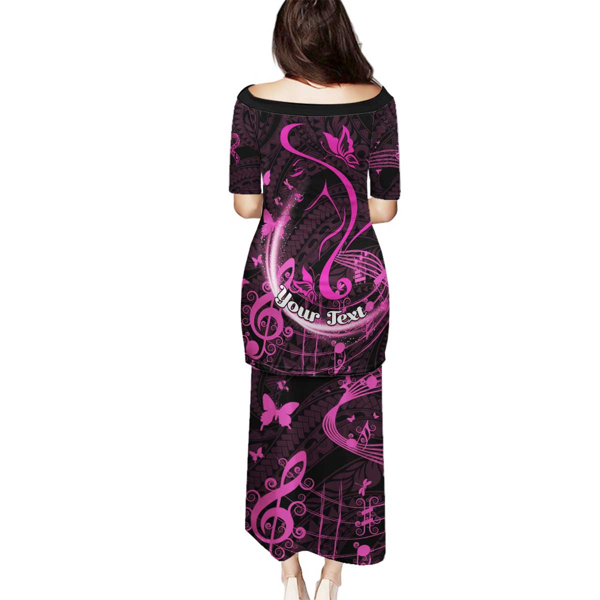 Personalised Survivor Melody Pink Family Matching Puletasi and Hawaiian Shirt Breast Cancer Polynesian Pattern