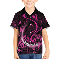 Personalised Survivor Melody Pink Family Matching Puletasi and Hawaiian Shirt Breast Cancer Polynesian Pattern