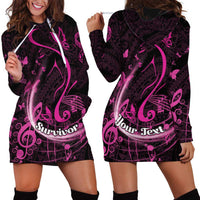 Personalised Survivor Melody Pink Hoodie Dress Breast Cancer Polynesian Pattern
