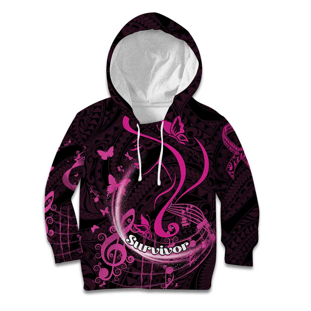Personalised Survivor Melody Pink Kid Hoodie Breast Cancer Polynesian Pattern LT01 Hoodie Pink - Polynesian Pride