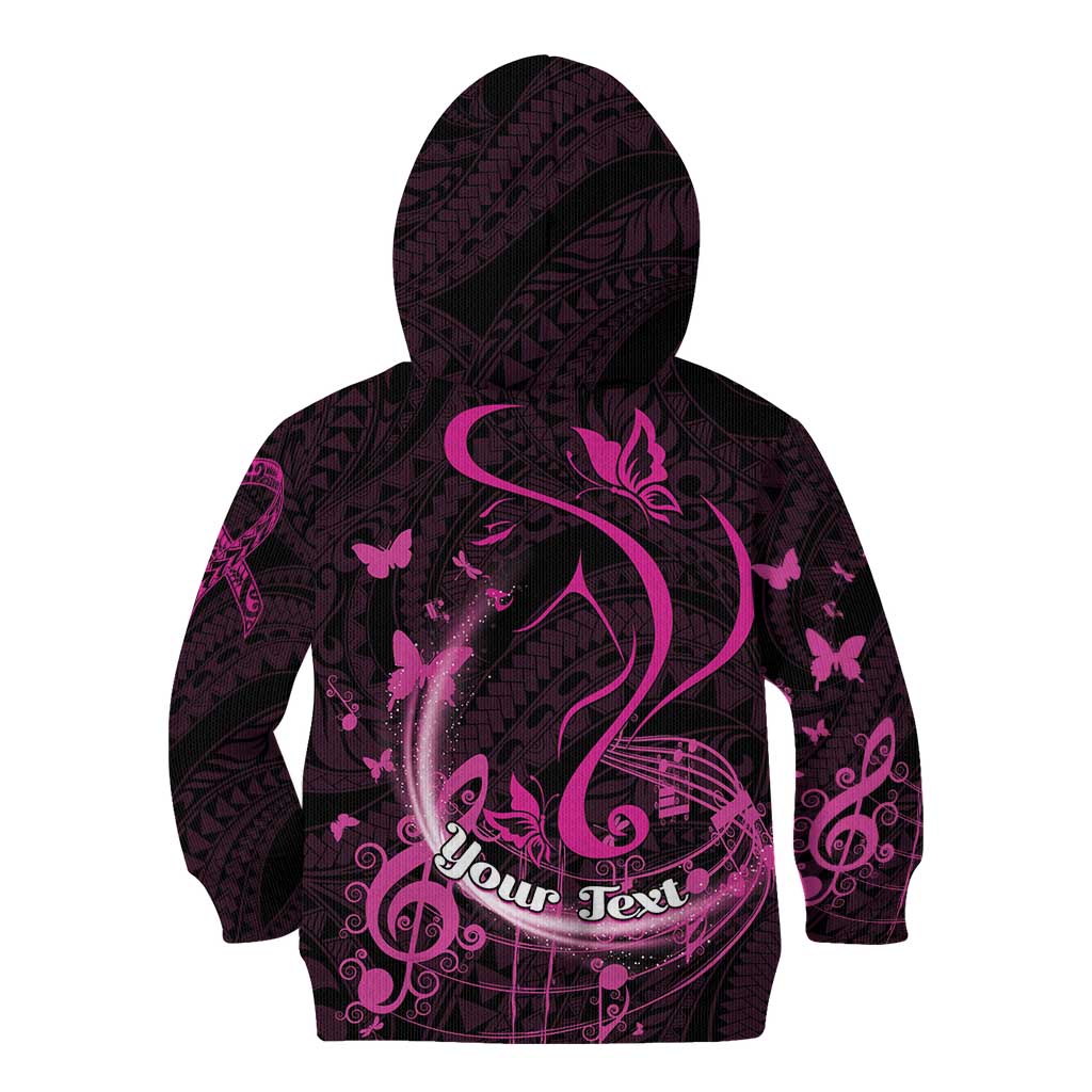 Personalised Survivor Melody Pink Kid Hoodie Breast Cancer Polynesian Pattern LT01 - Polynesian Pride