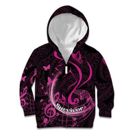 Personalised Survivor Melody Pink Kid Hoodie Breast Cancer Polynesian Pattern LT01 Zip Hoodie Pink - Polynesian Pride