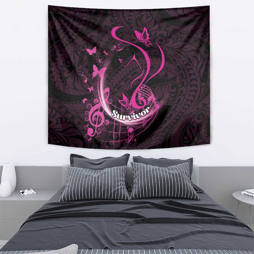 Survivor Melody Pink Tapestry Breast Cancer Polynesian Pattern LT01 - Polynesian Pride