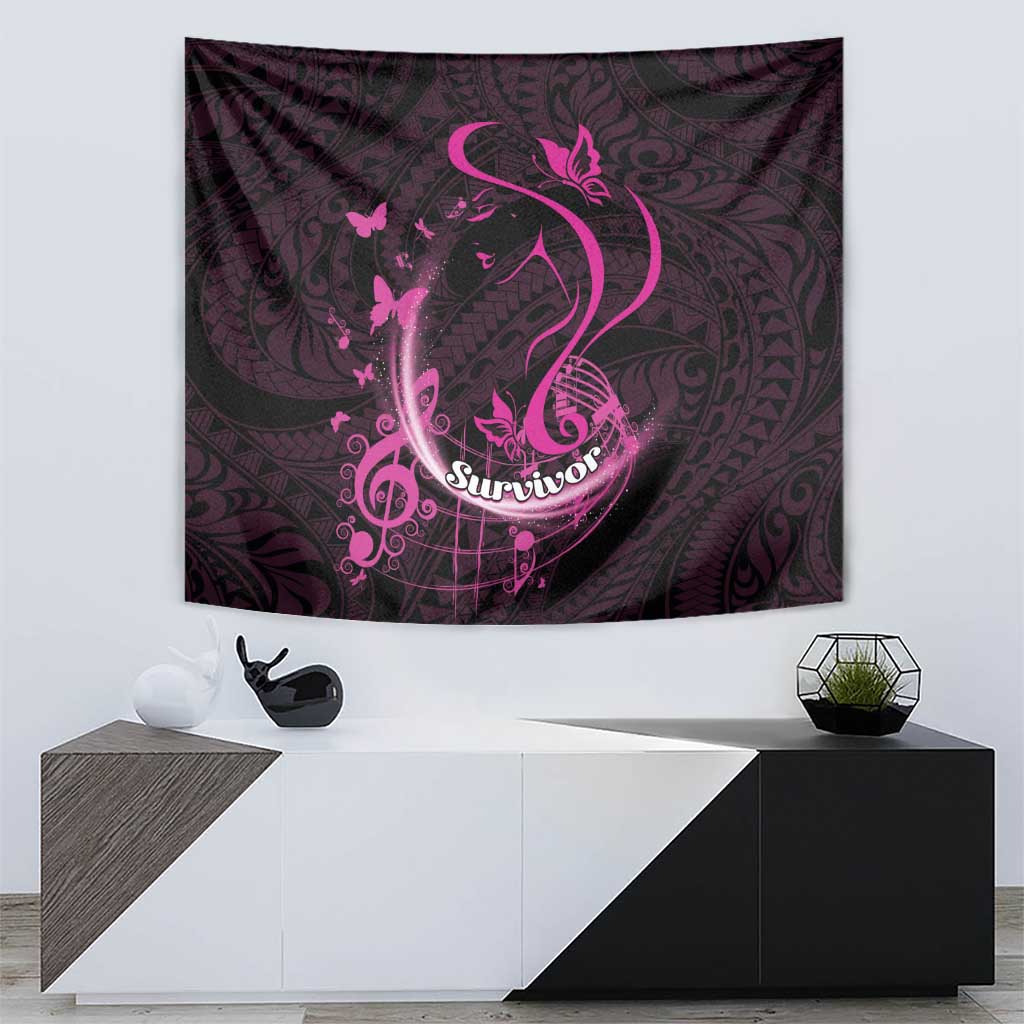 Survivor Melody Pink Tapestry Breast Cancer Polynesian Pattern LT01 - Polynesian Pride