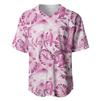 Pink Ribbon Hibiscus Tropical Pattern Baseball Jersey Breast Cancer LT01 Pink - Polynesian Pride