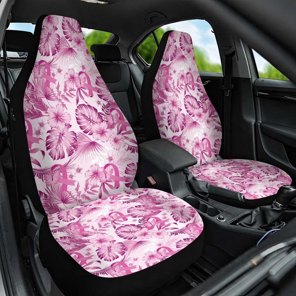 Pink Ribbon Hibiscus Tropical Pattern Car Seat Cover Breast Cancer LT01 One Size Pink - Polynesian Pride