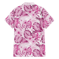 Pink Ribbon Hibiscus Tropical Pattern Family Matching Summer Maxi Dress and Hawaiian Shirt Breast Cancer