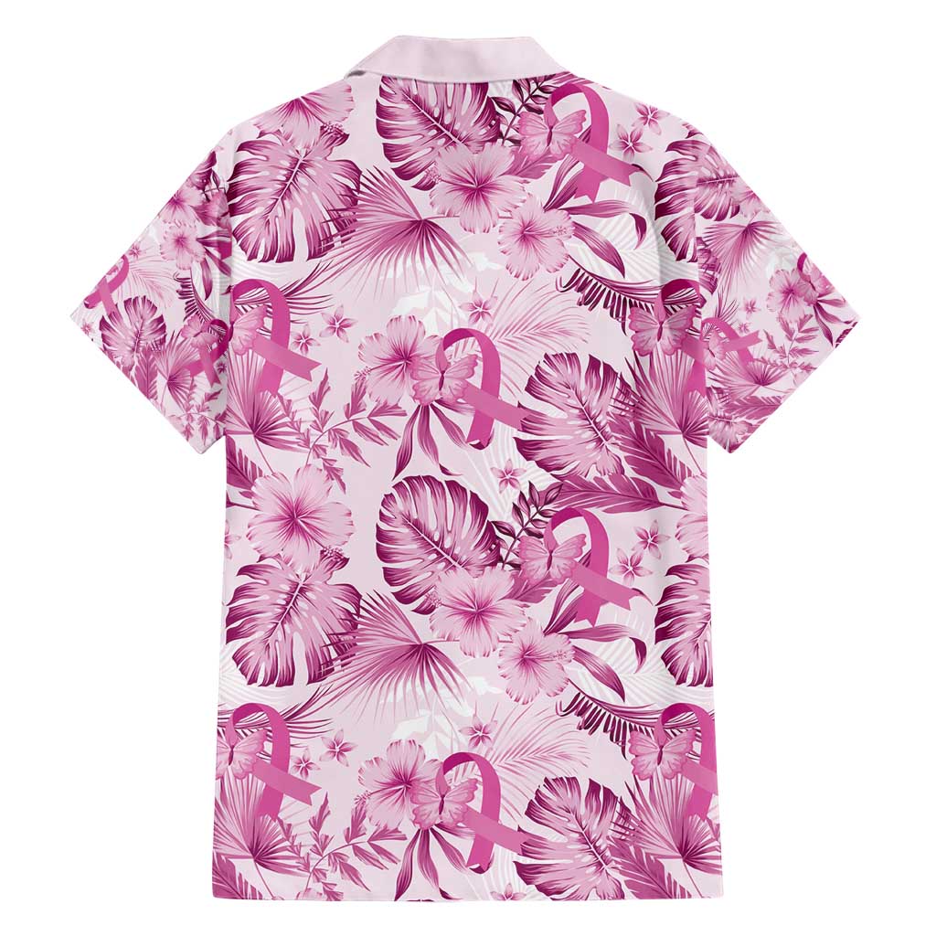 Pink Ribbon Hibiscus Tropical Pattern Hawaiian Shirt Breast Cancer