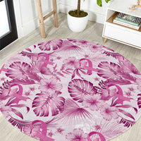 Pink Ribbon Hibiscus Tropical Pattern Round Carpet Breast Cancer LT01 Pink - Polynesian Pride