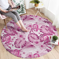 Pink Ribbon Hibiscus Tropical Pattern Round Carpet Breast Cancer LT01 - Polynesian Pride