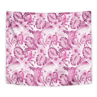 Pink Ribbon Hibiscus Tropical Pattern Tapestry Breast Cancer LT01 - Polynesian Pride