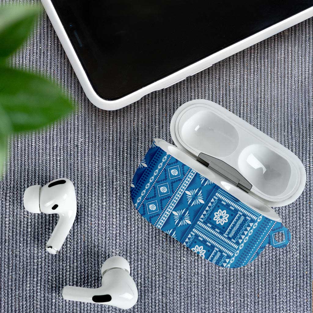 Fiji Masi All Blue AirPods Case Tapa Pattern - Polynesian Pride