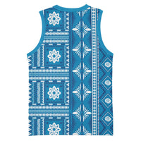 Fiji Masi All Blue Basketball Jersey Tapa Pattern - Polynesian Pride