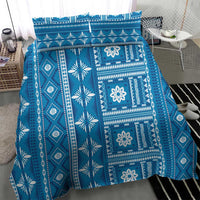 Fiji Masi All Blue Bedding Set Tapa Pattern - Polynesian Pride