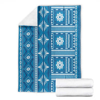 Fiji Masi All Blue Blanket Tapa Pattern - Polynesian Pride