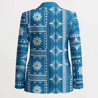 Fiji Masi All Blue Blazer Tapa Pattern - Polynesian Pride
